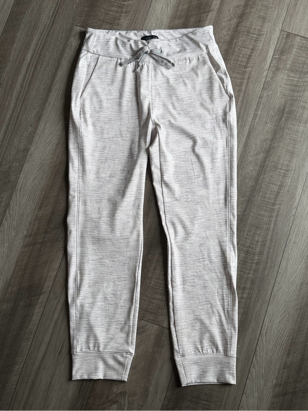 Rachel Zoe Light Gray Striped Jogger Pants Women’s S Elastic Waist Pockets